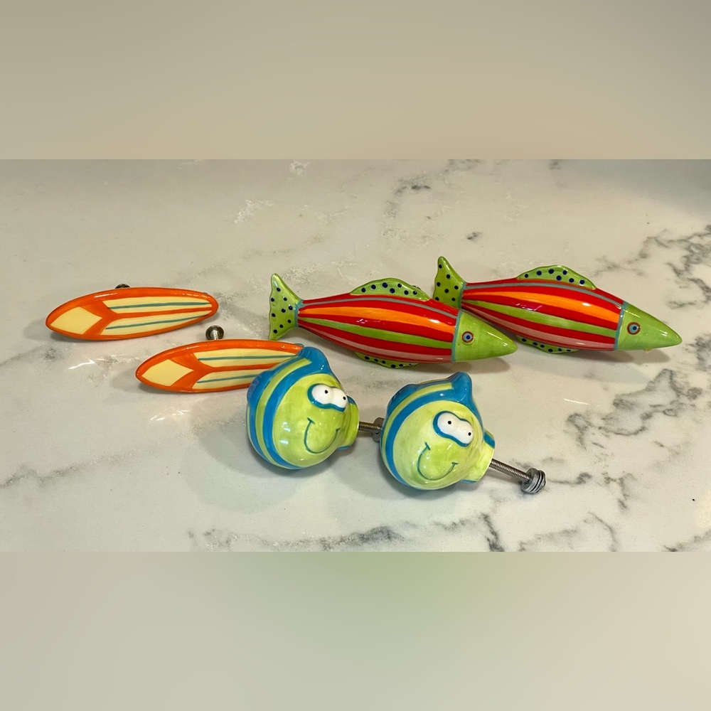 Drawer Pulls- Ceramic‎ Ocean Theme-Set of 6
